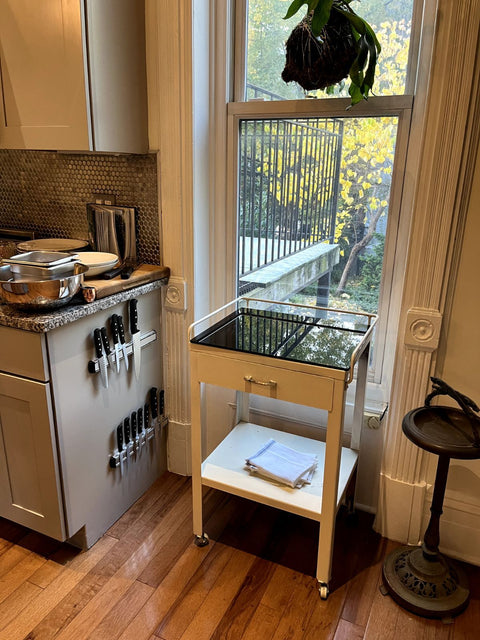 Kitchen Metal Rolling Serving Cart, W20xD17xH34"