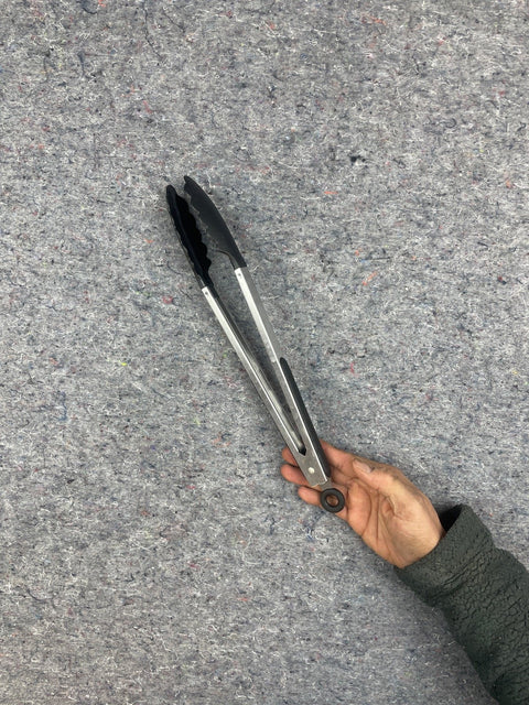 Kitchen Silver And Black Tongs