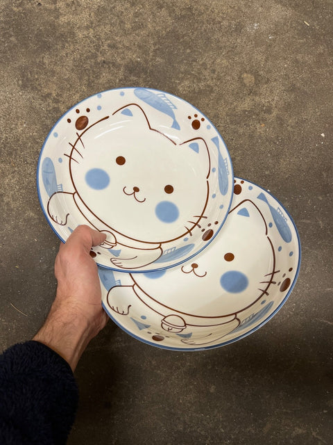 Kitty Cat Blue Dinner Plates