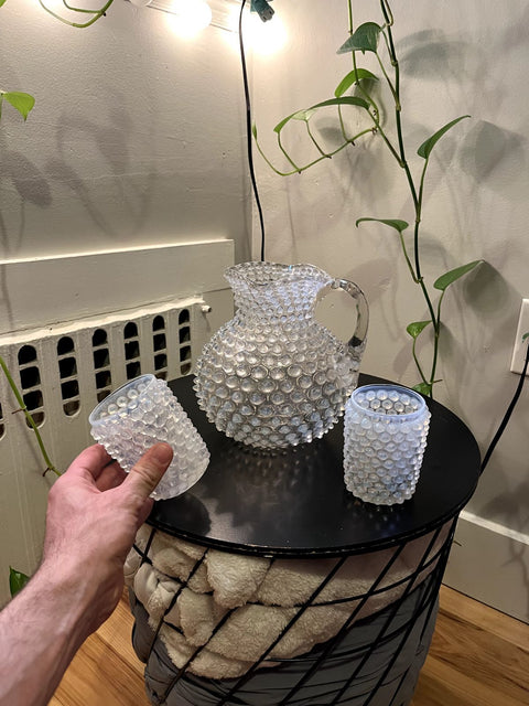 Klimchi Crystal Hobnail Jug & Matching Tumblers