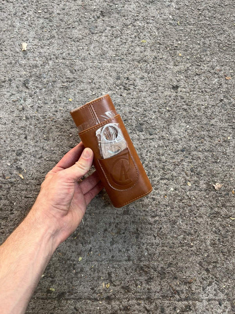 Leather Cigar Case And Cutter