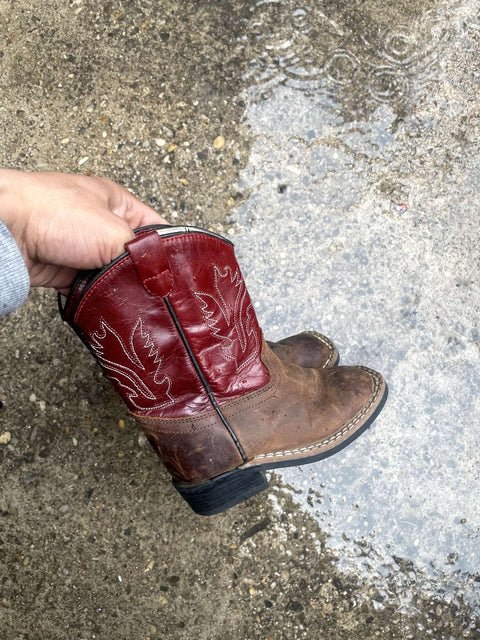 Leather Cowboy Boots, Sz 7c