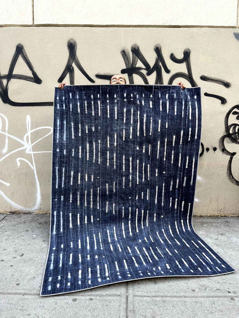Faded/Lightly Stained Blue Area Rug Perfect To Create A Vibe In A Music Studio