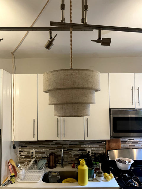 Another Linen Tiered Drum Pendant Light
