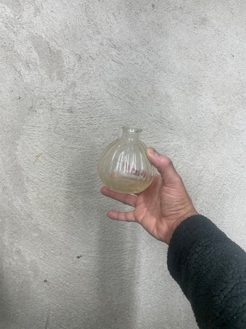 Little Glass Ribbed Bud Vase