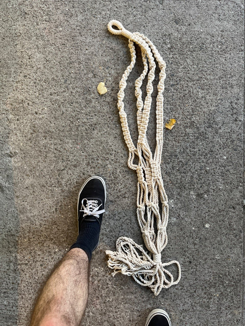 Long White Macrame Plant Hanger, 45" Long