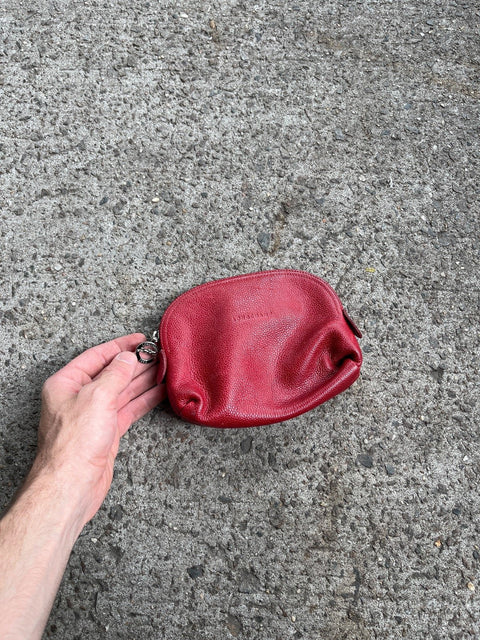 Longchamp Red Leather Coin Purse