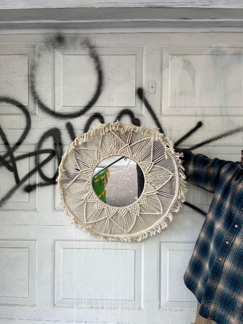 Macrame Round Wall Mirror, 23.5"