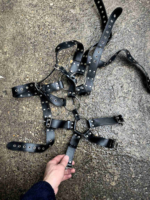 Male Power Leather Gemini Harness, One Size