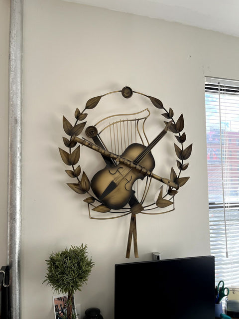 Metal Musical Instrument Wall Decoration, W25"