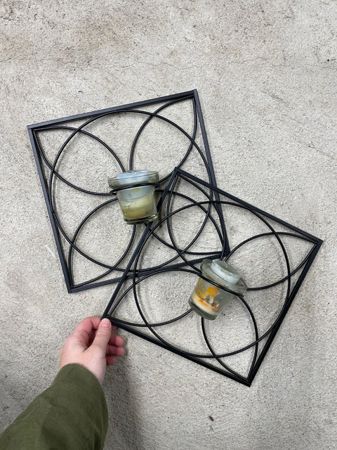 Metal Square Wall Hanging Candle Holders