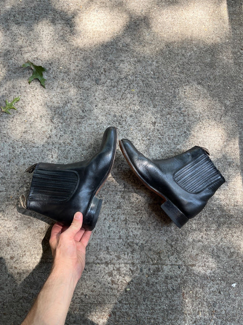 Mexican Black Leather Ankle Boots, Size 27 Mexico Or US 9W