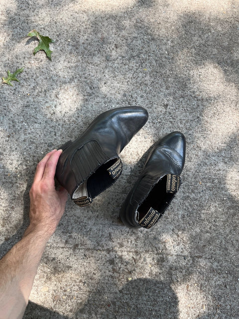 Mexican Black Leather Ankle Boots, Size 27 Mexico Or US 9W