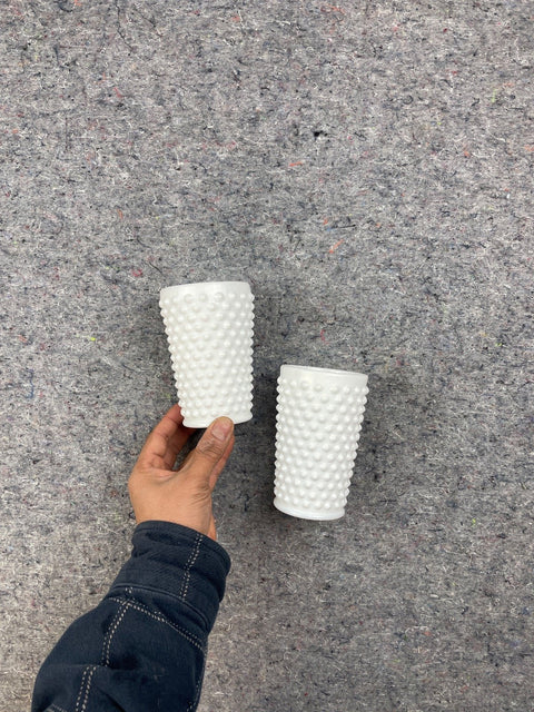 Milk Glass Beaded Tumblers, Large