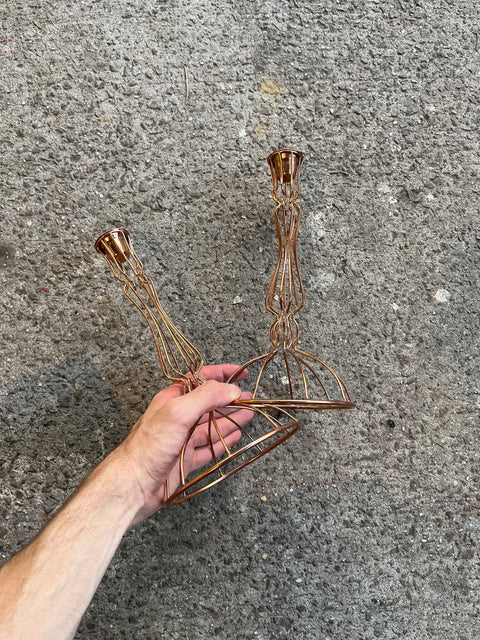 Minimalist Copper Wire Candle Holders
