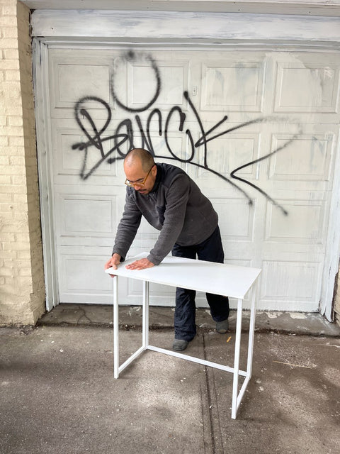 Minimalist Foldable White Desk, L32xD18xH28"