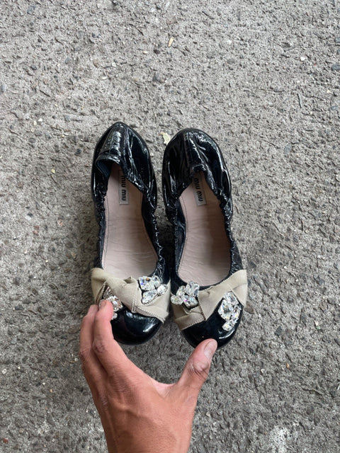 Miu Miu Embellished Ballerinas, Sz 38.5EU