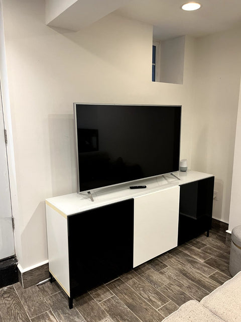 Modern Black & White High-gloss TV Stand, W71xD16xH29"