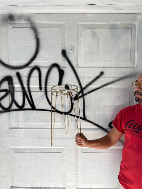 Modern Gold Plant Stand, 17"