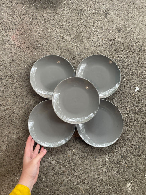 Modern Gray Snack Plates Set of 5