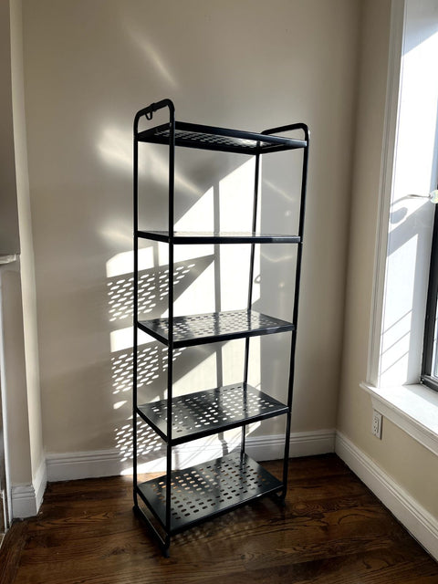 Modern IKEA Black Metal Shelving Unit, W23xD13xH64"
