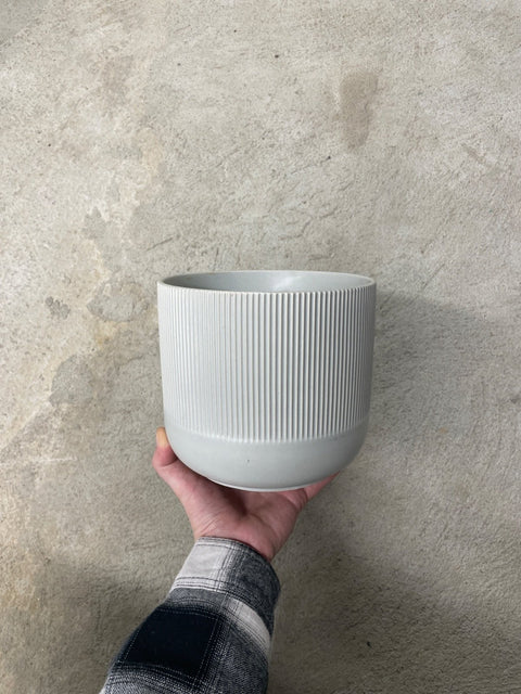 Modern Ribbed Ceramic Pot, 7"