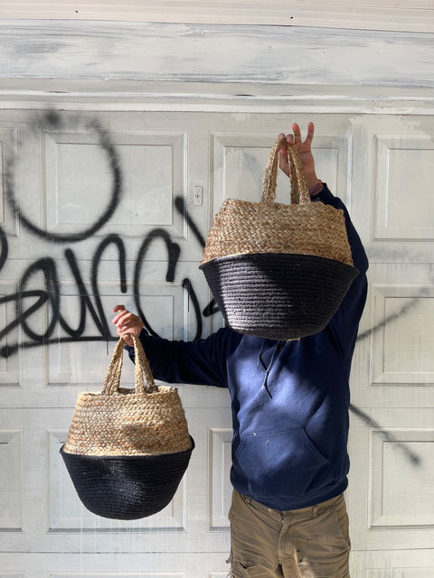More Woven Jute Plant Baskets With Handles