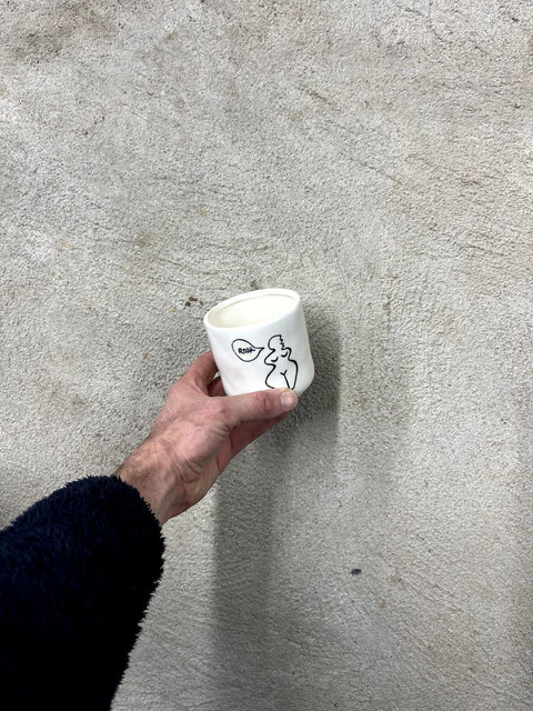 Nake Woman Saying "Roar" Ceramic Cup