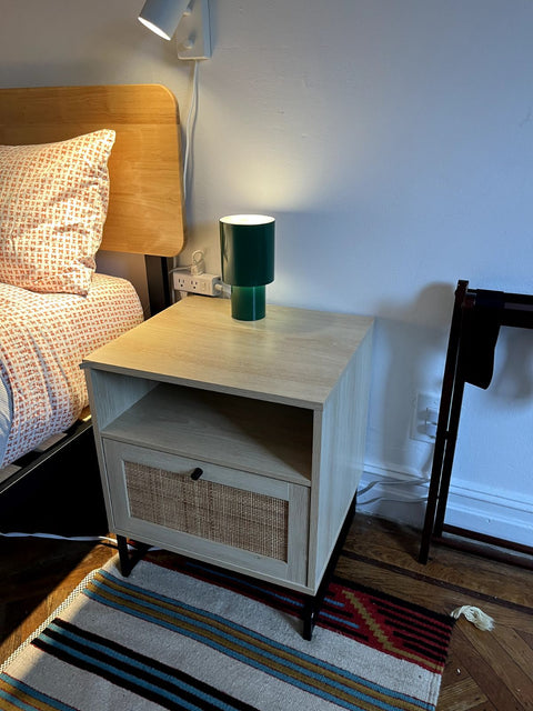 Nathan James Rattan & Wood Storage Nightstand, W19xD17xH22"