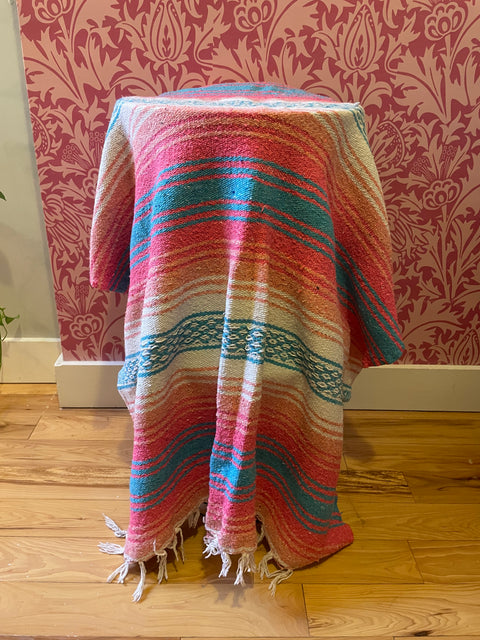 Colorful Striped Mexican Rug, 40x68"