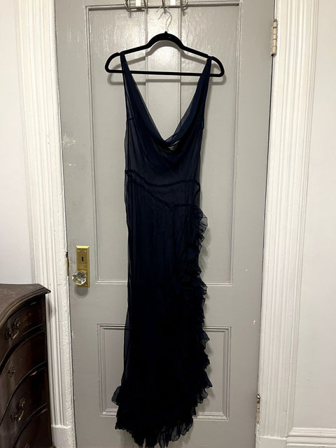 Free People Navy Scoop Neck Dress, With Leg Slit Size L/10