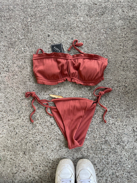 New Zaful Ribbed Bikini Set, Sz 8-10