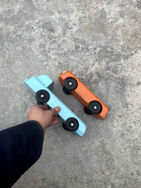 Old School Colorful Wooden Toy Cars