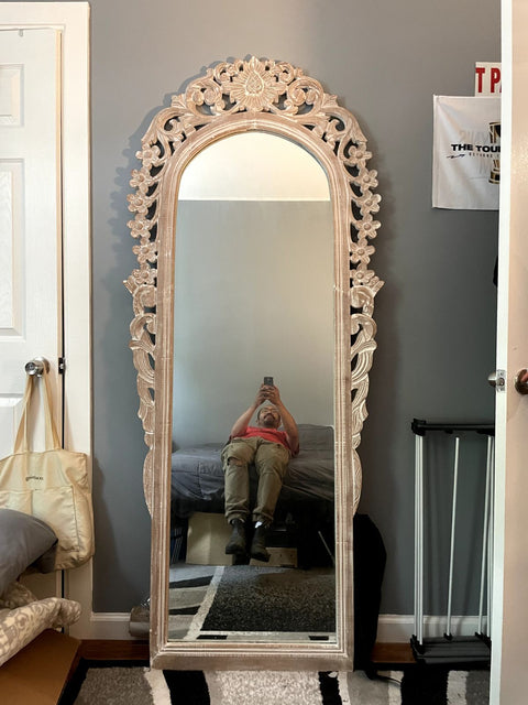 Ornate Floral Floor Mirror, 76"