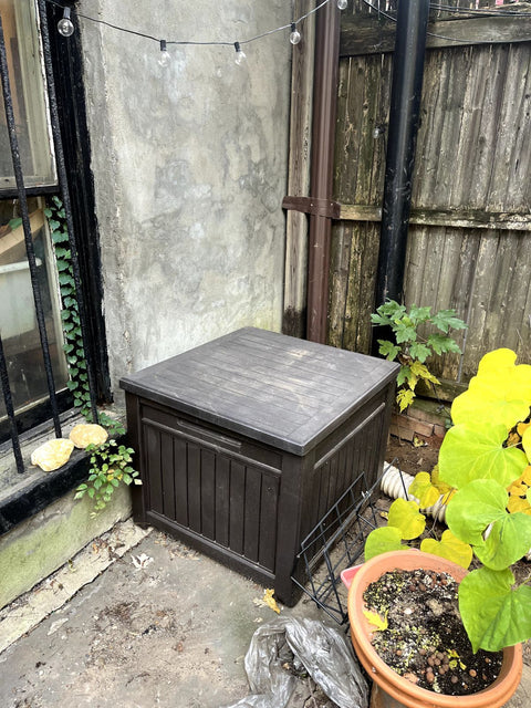 Outdoor Plastic Storage Cube, W28xD27xH24"