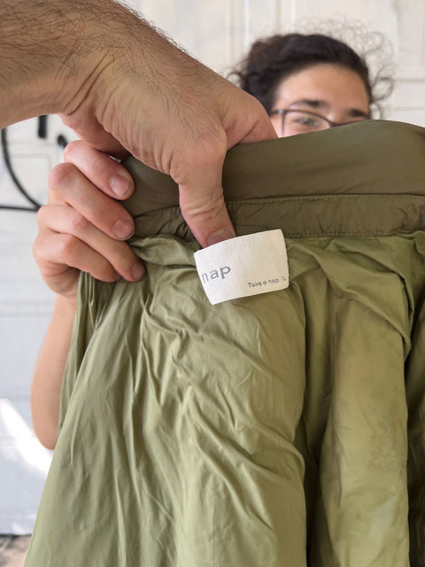 Ultralight Khaki Puffer Coat From Nap, Size Women L