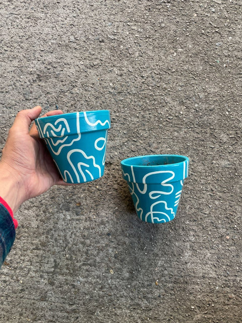 Painted Flower Pots Set with Drainage