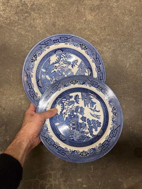 Pair Of Blue Willow Dinner Plates