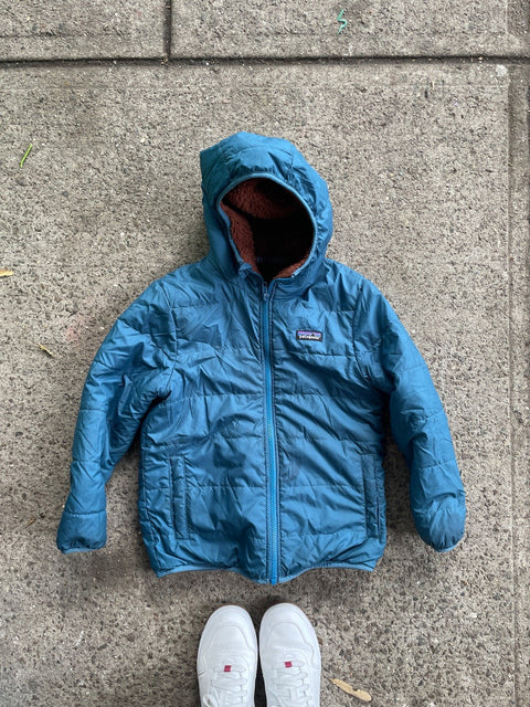 Patagonia Kid’s Blue Hooded Reversible Jacket, Ages 3-6yr