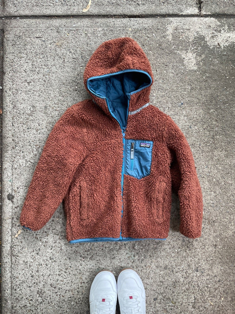 Patagonia Kid’s Blue Hooded Reversible Jacket, Ages 3-6yr