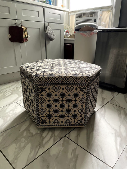 Patterned Storage Ottoman, 23"