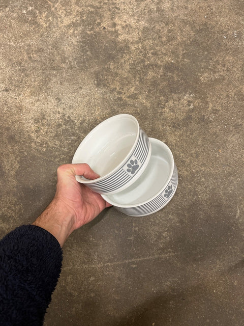 Paw Print Ceramic Dog Bowls