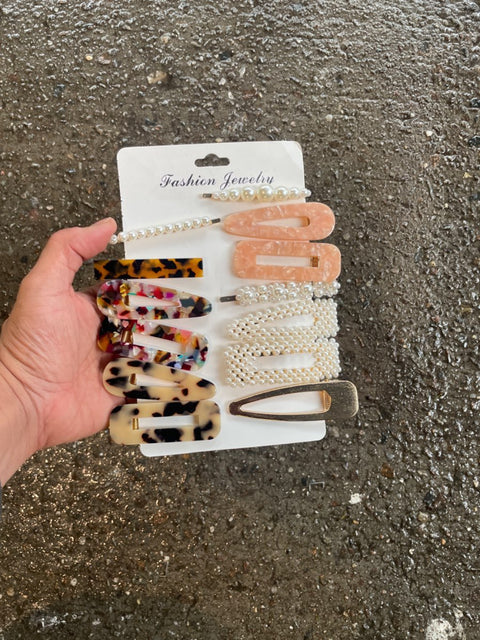 Pearl And Resin Hair Clips