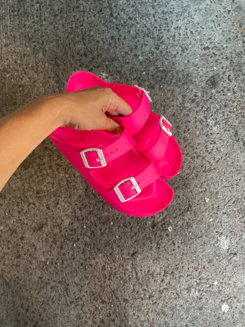 Pink Buckle Sandals, sz 8