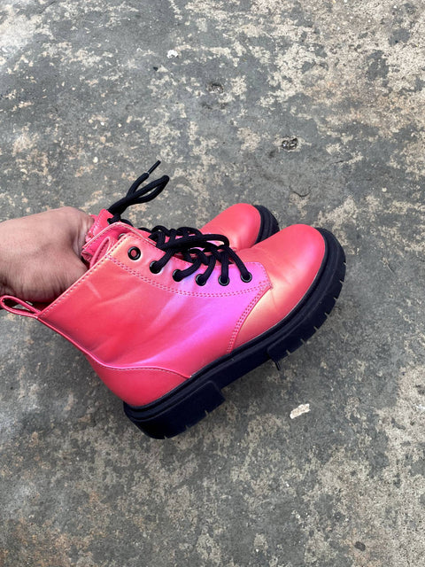 Pink Combat Boots, Sz 13c