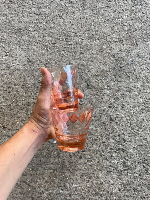 Pink Cut Glass Set