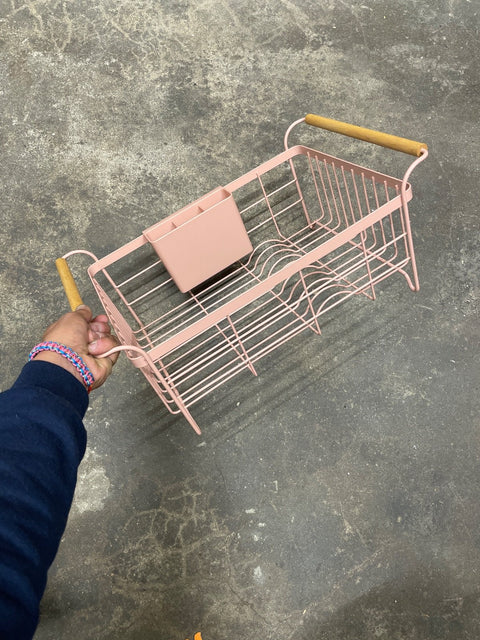 Pink Dish Rack Drainer Organizer