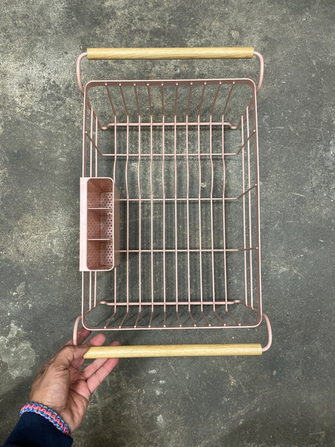 Pink Dish Rack Drainer Organizer