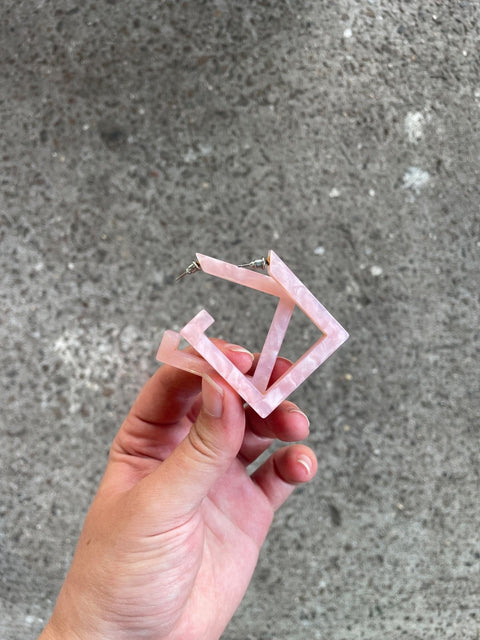 Pink Geometric Statement Earrings
