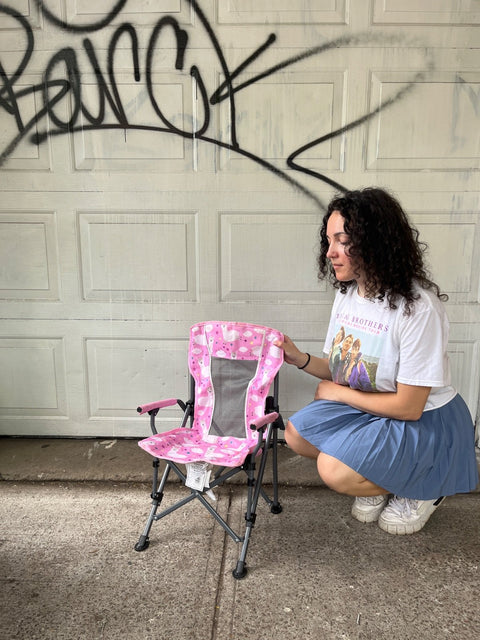 Pink Llama Kids Camping Chair
